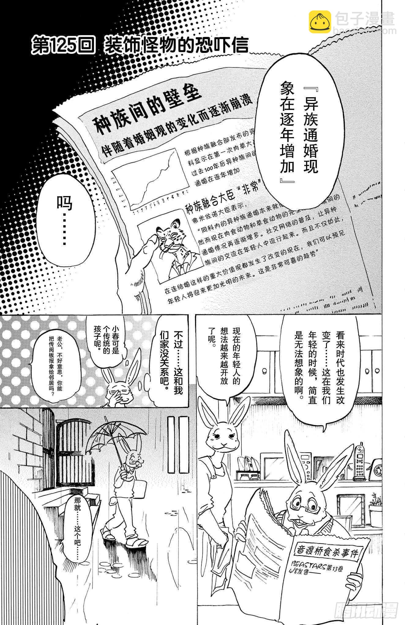 🍵BEASTARS 动物狂想曲 第125话 装饰怪物的恐吓信 第9页