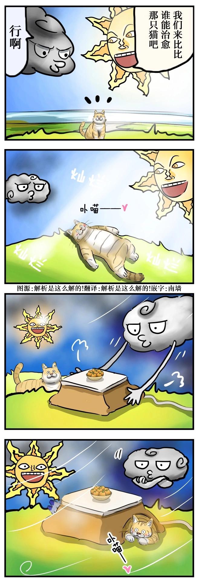 🍕カコミスル老师四格合集 北风与太阳与猫 第1页