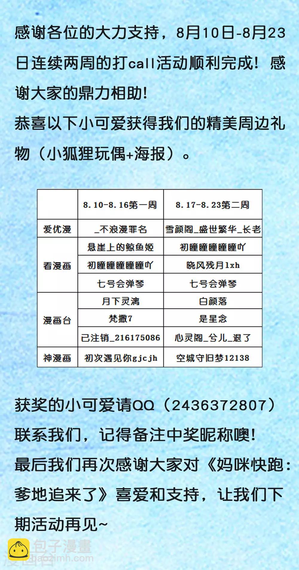 🍟妈咪快跑：爹地追来了 暑期打call中奖通知 第2页