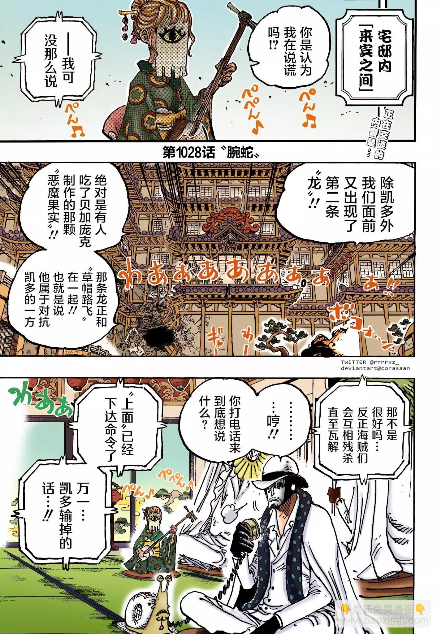 🍖ONE PIECE航海王 第1028话 腕（蛇）龙 第3页
